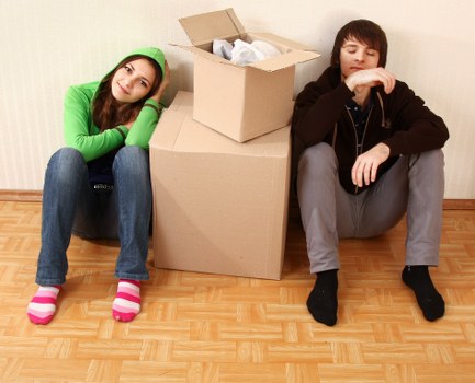 Packing boxes and furniture for a local removals service